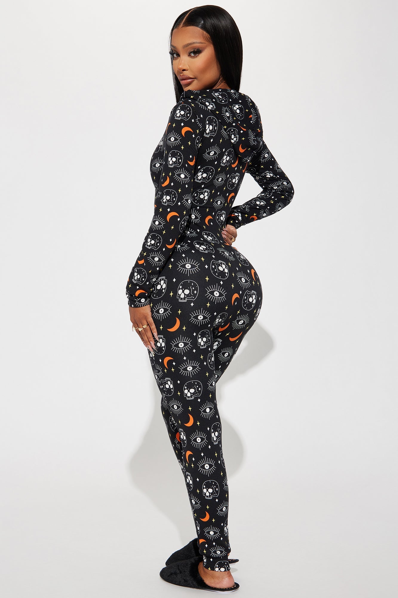 Under Your Spell Fleece PJ Jumpsuit Onesie - Black/combo