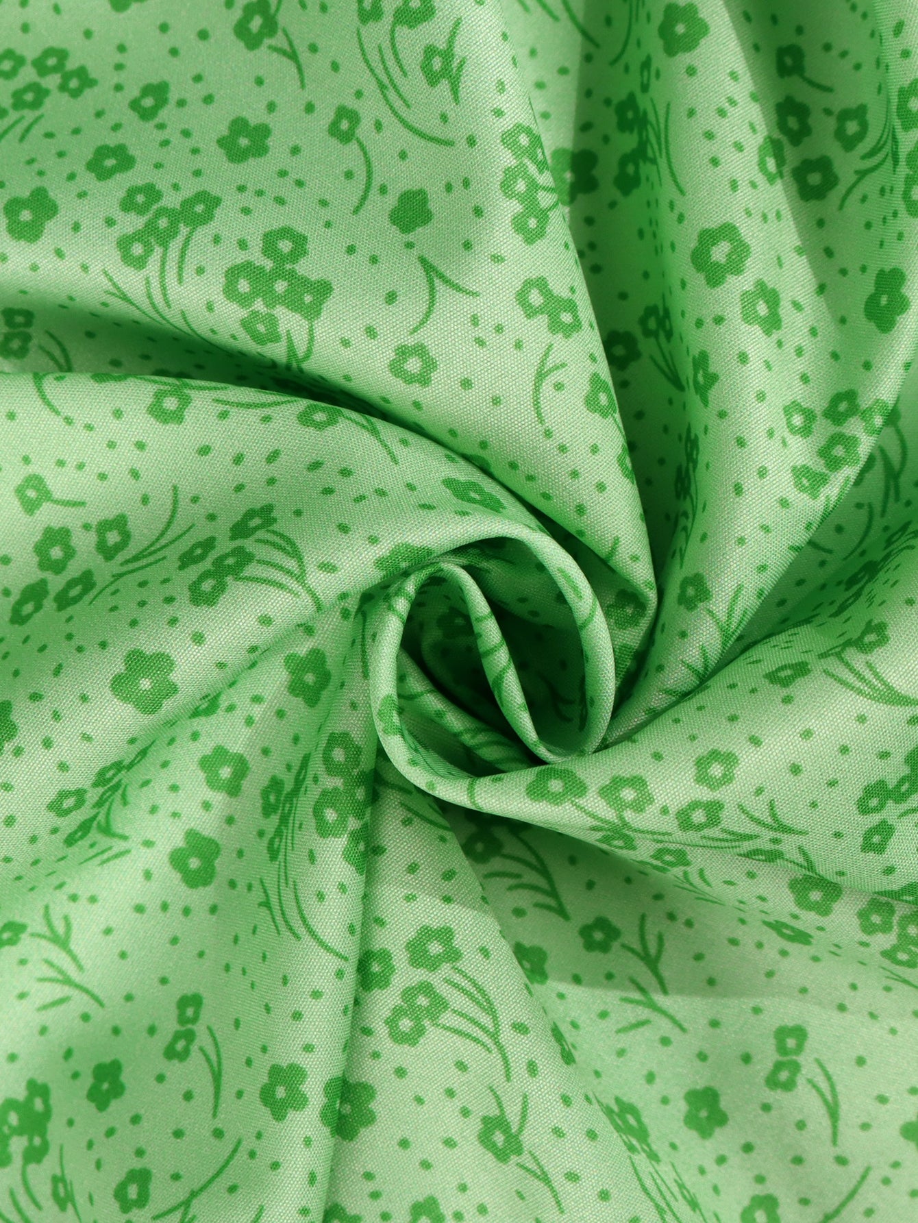 Green Dream Ditsy Floral Puff Sleeve High Split Maxi Dress