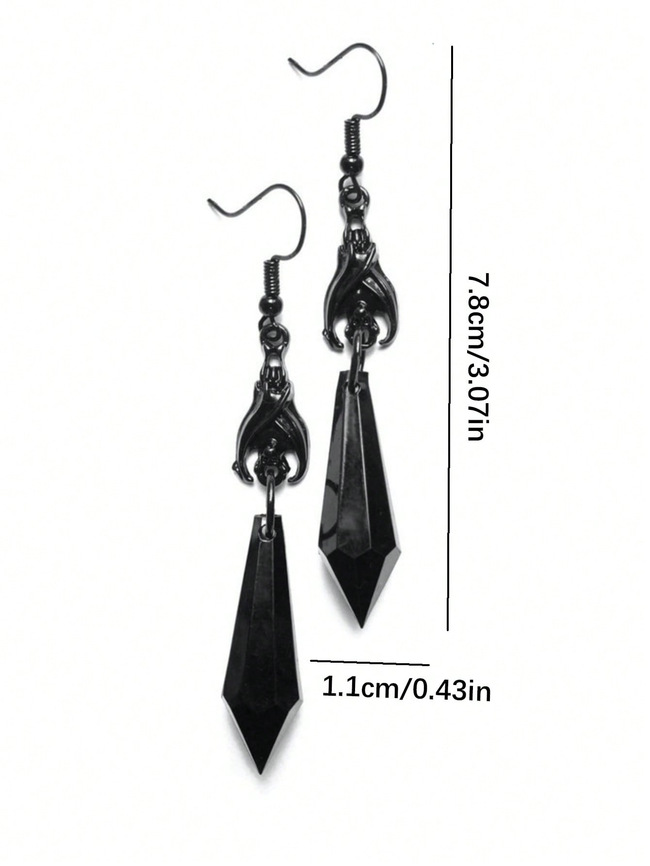 Gothic Style Dark Gemstone Pendant & Bat Charm Earrings