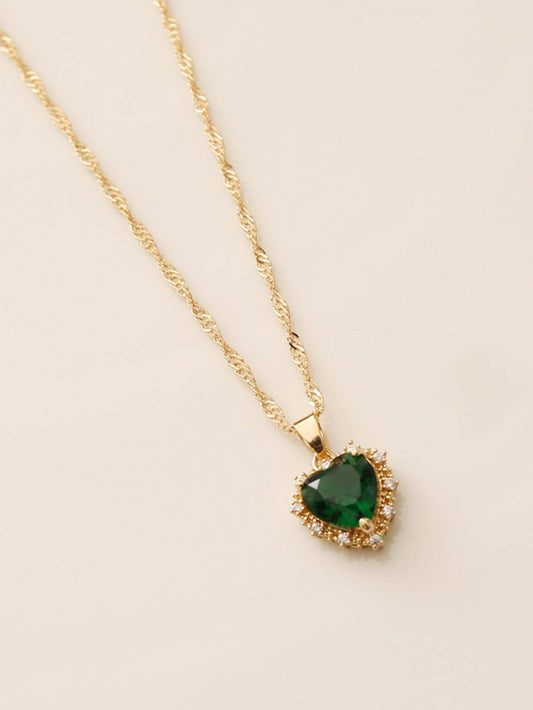 White Sapphire Gemstone Rhinestone Chain Pendant Necklace