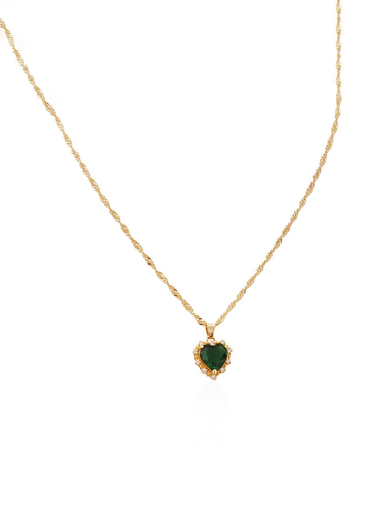 White Sapphire Gemstone Rhinestone Chain Pendant Necklace