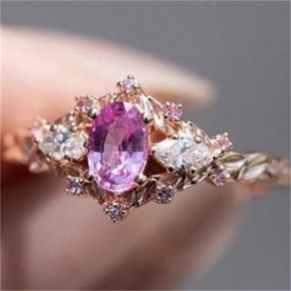 Fashionable Rose Gold & Pink Diamond Ring