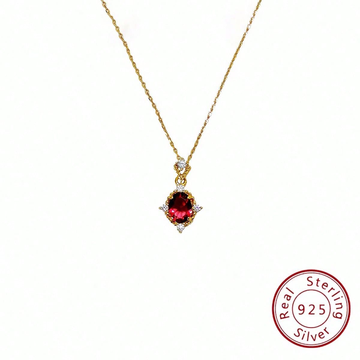 An Elegant Red Pomegranate Lovely Silver Pendant Necklace