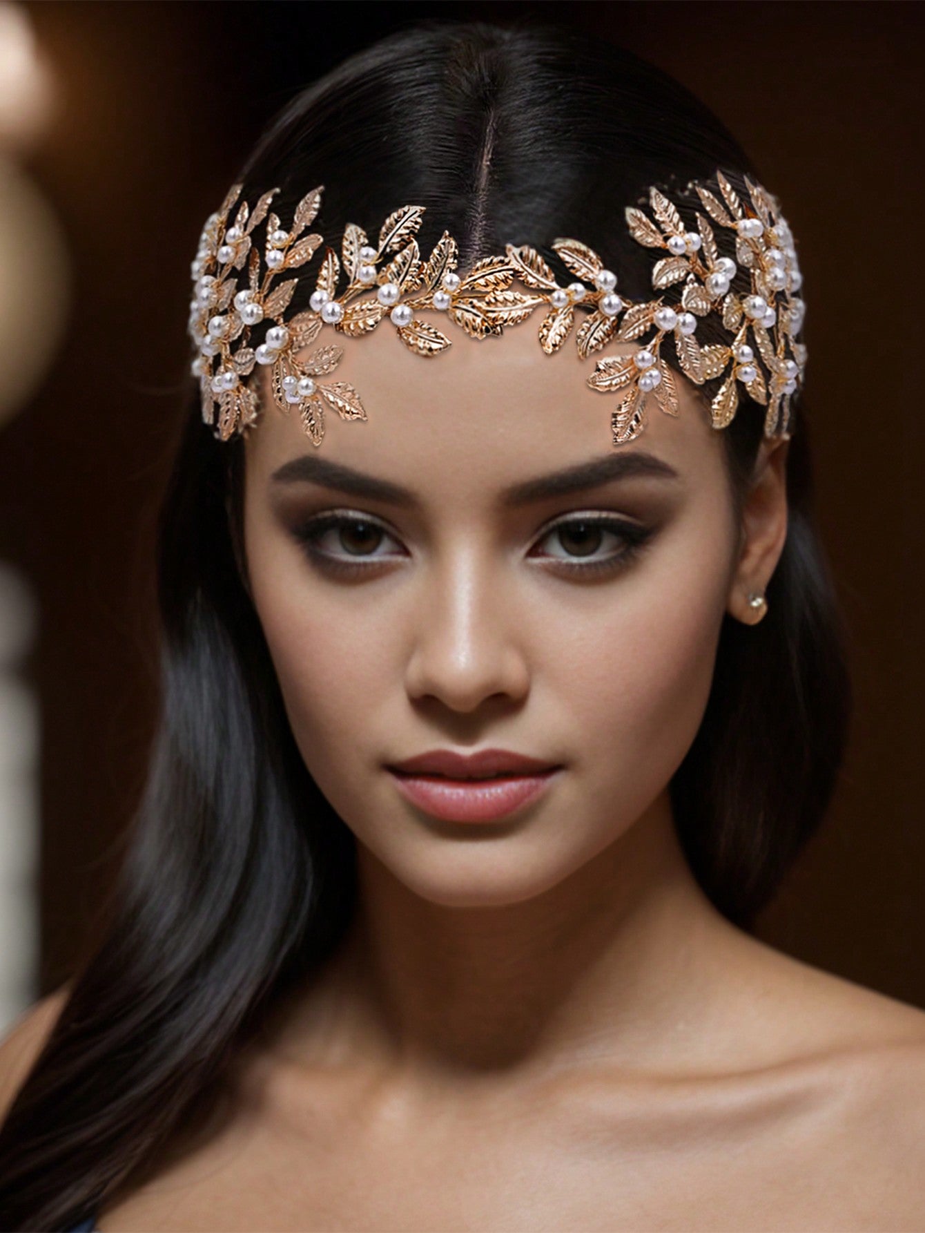 Elegant Handmade Headband, Gold Color Leaf Design
