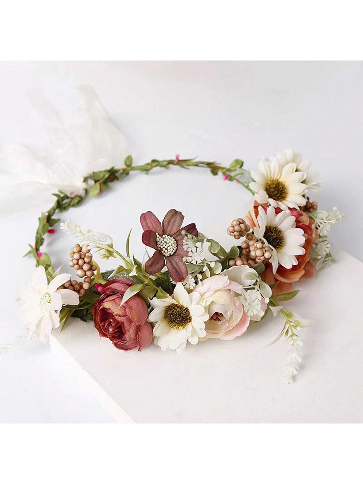 1pc Forest Style Artificial Flower Head Wreath Boho