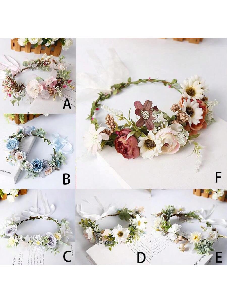 1pc Forest Style Artificial Flower Head Wreath Boho