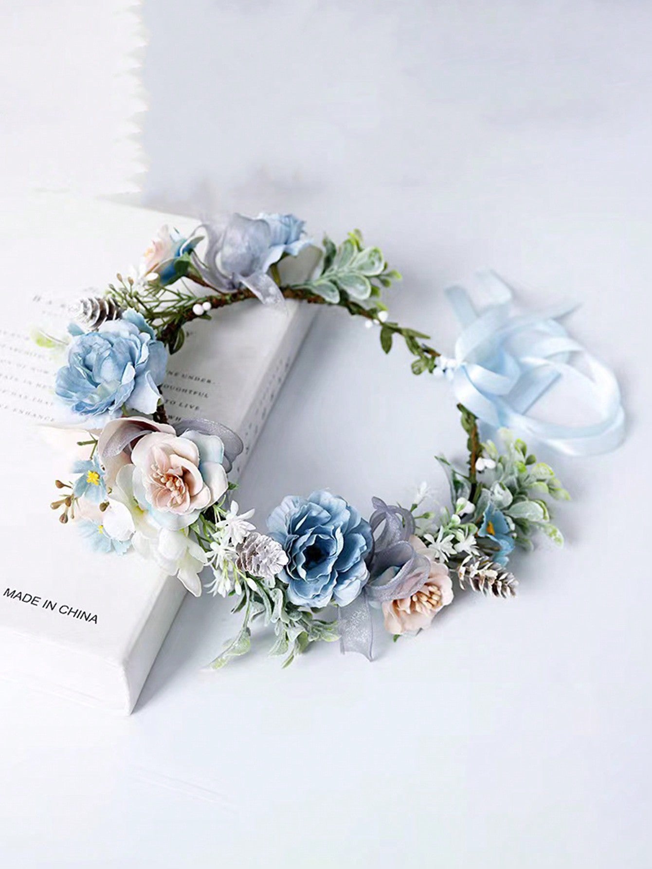 1pc Forest Style Artificial Flower Head Wreath Boho