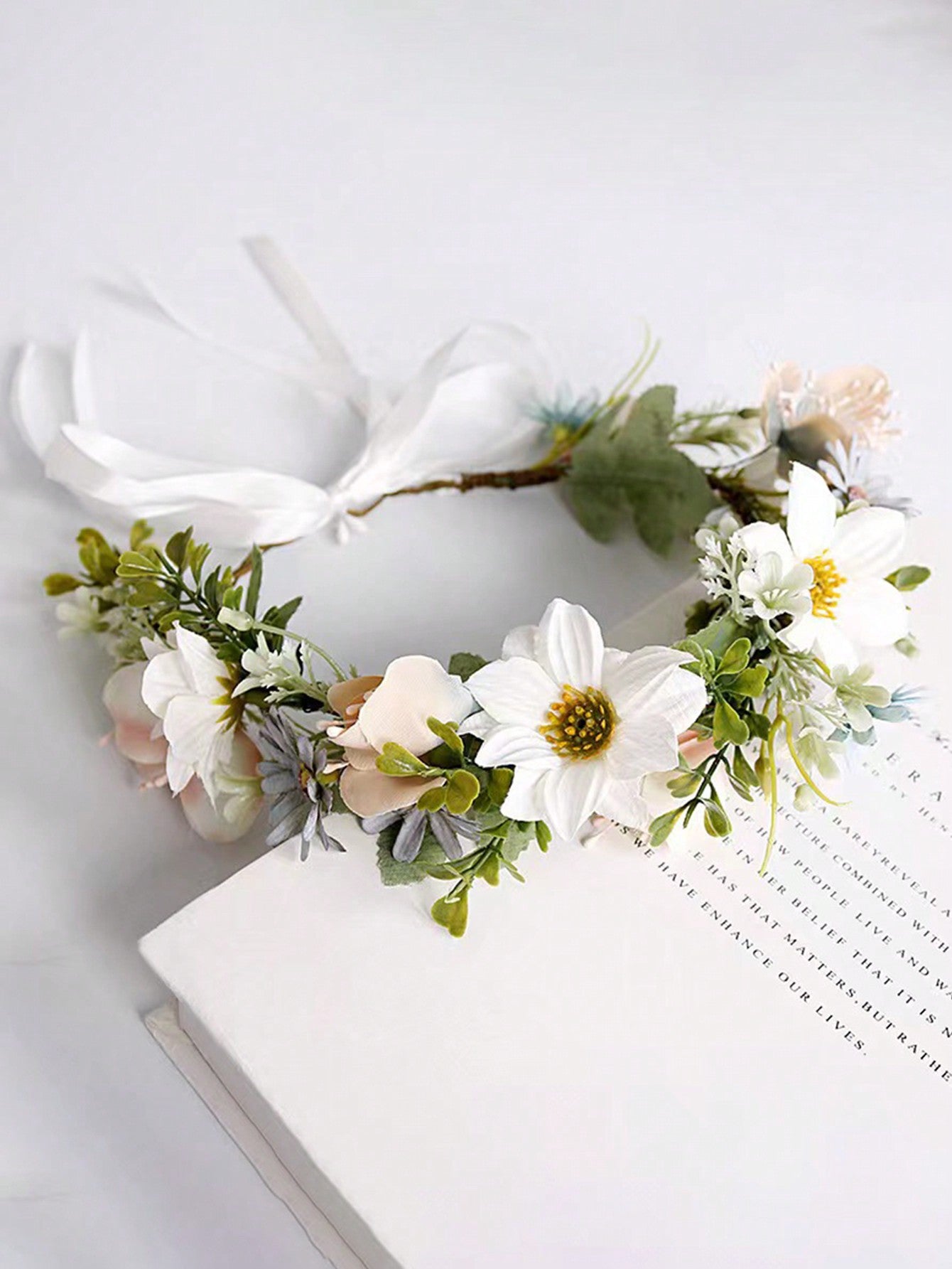 1pc Forest Style Artificial Flower Head Wreath Boho