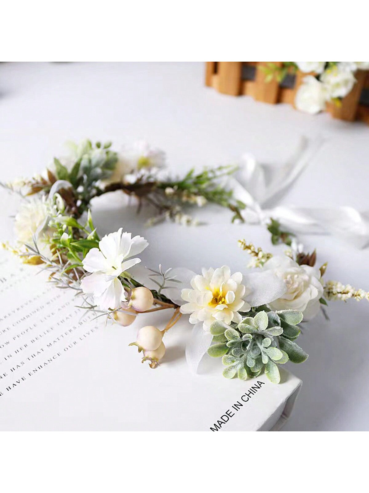 1pc Forest Style Artificial Flower Head Wreath Boho