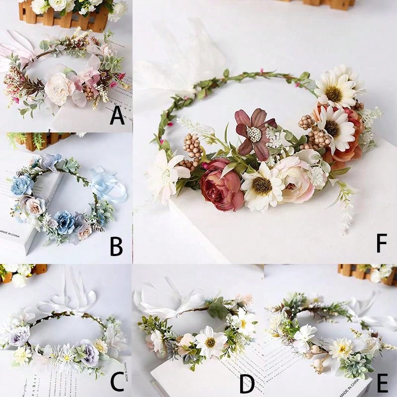 1pc Forest Style Artificial Flower Head Wreath Boho