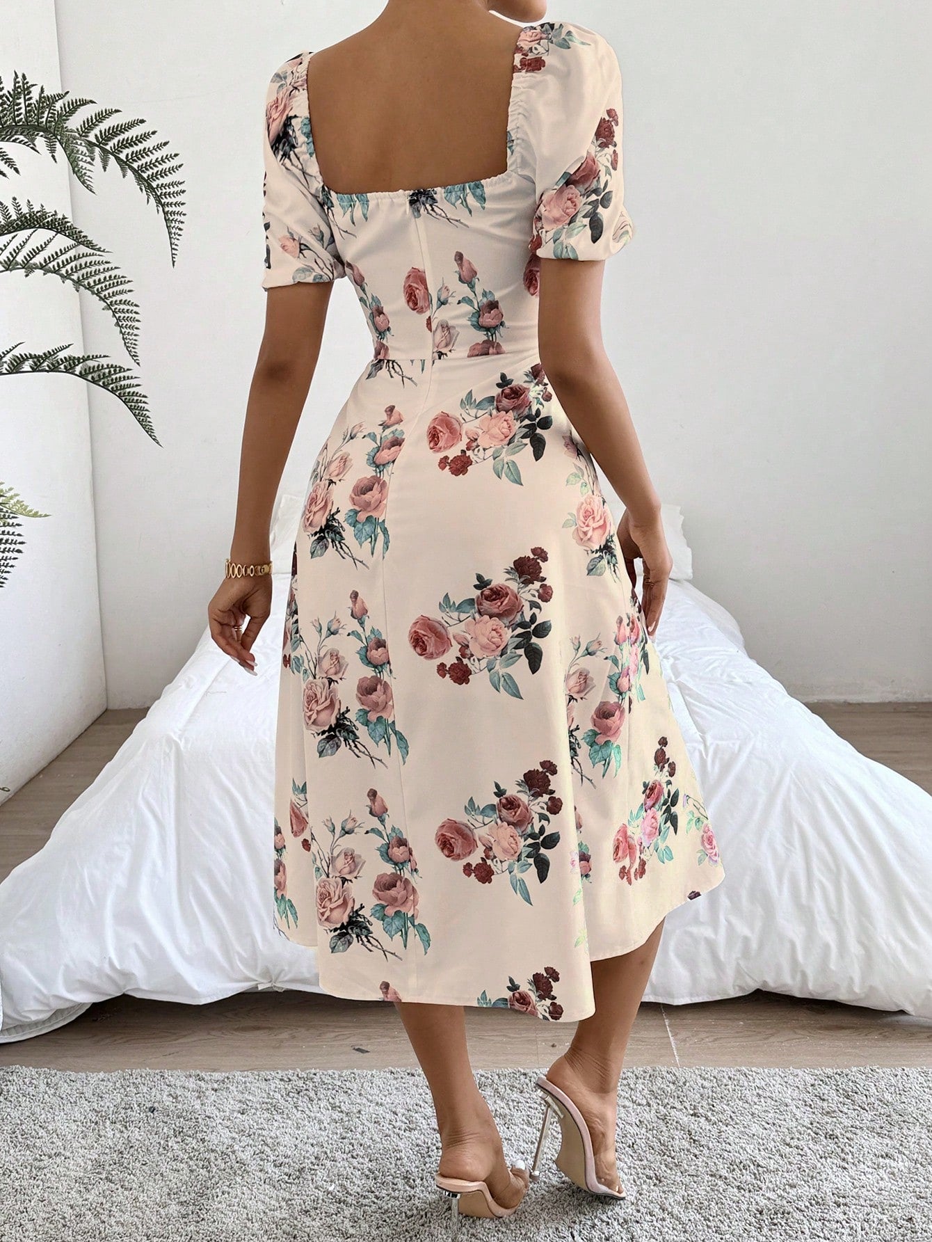 Forever Yours Floral Knot Split Thigh A-Line Dress