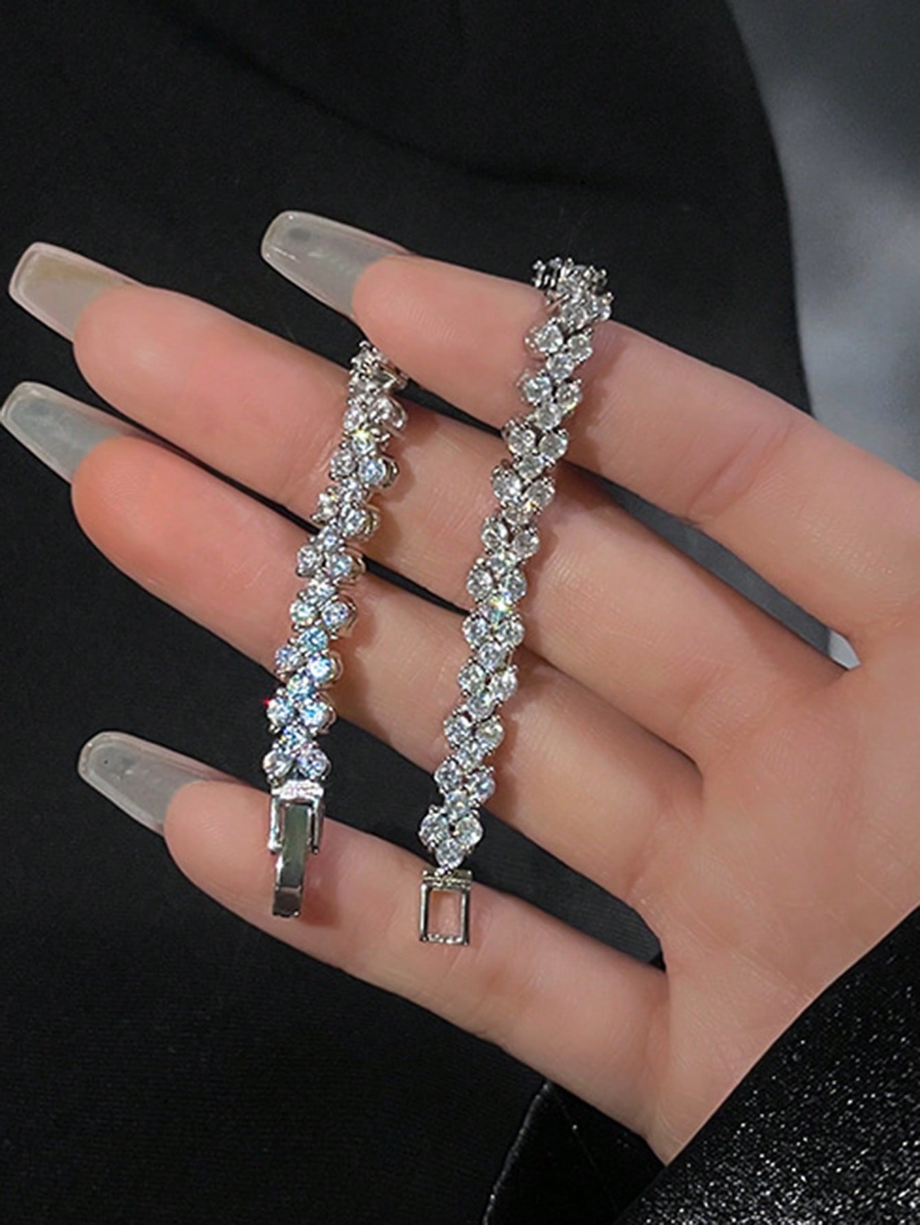 Luxurious & Exquisite Cubic Zirconia Geometric Full Diamond Silver-Plated Bracelet