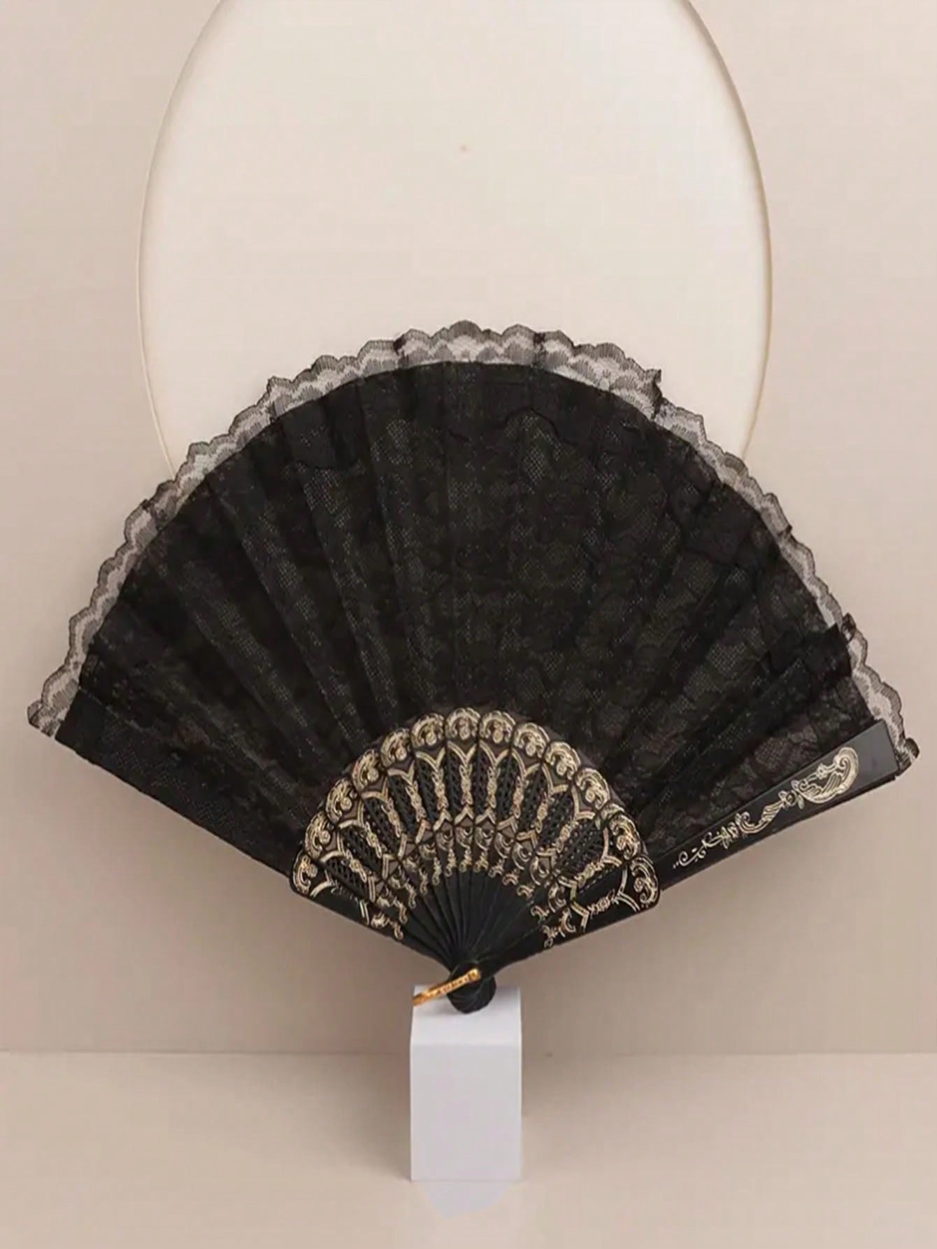 Double Layer Orchid Design Fan- White or Black