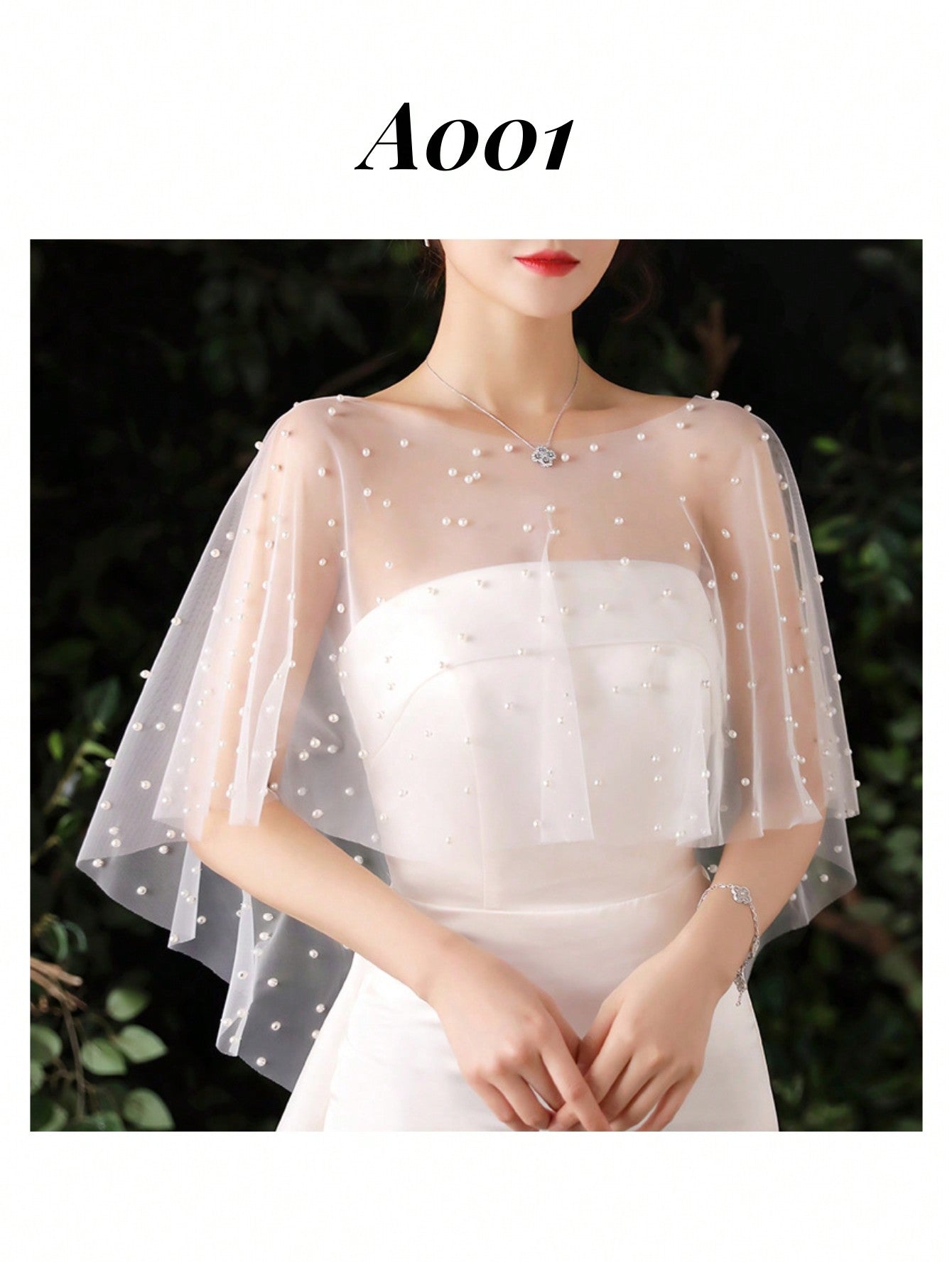 Handmade Pearl Tulle Cape