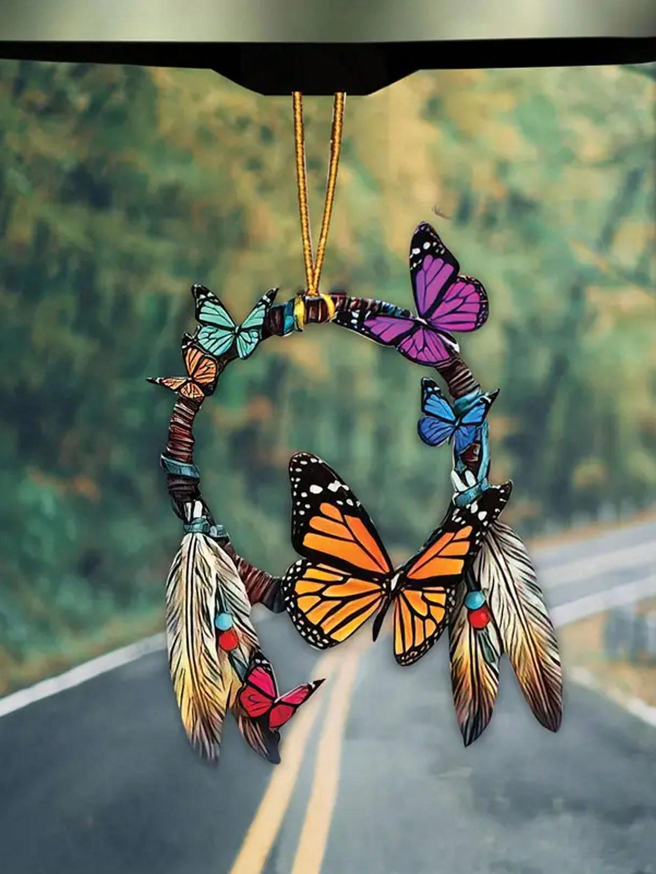 2D Acrylic Butterfly Decorative Pendant Native Circle