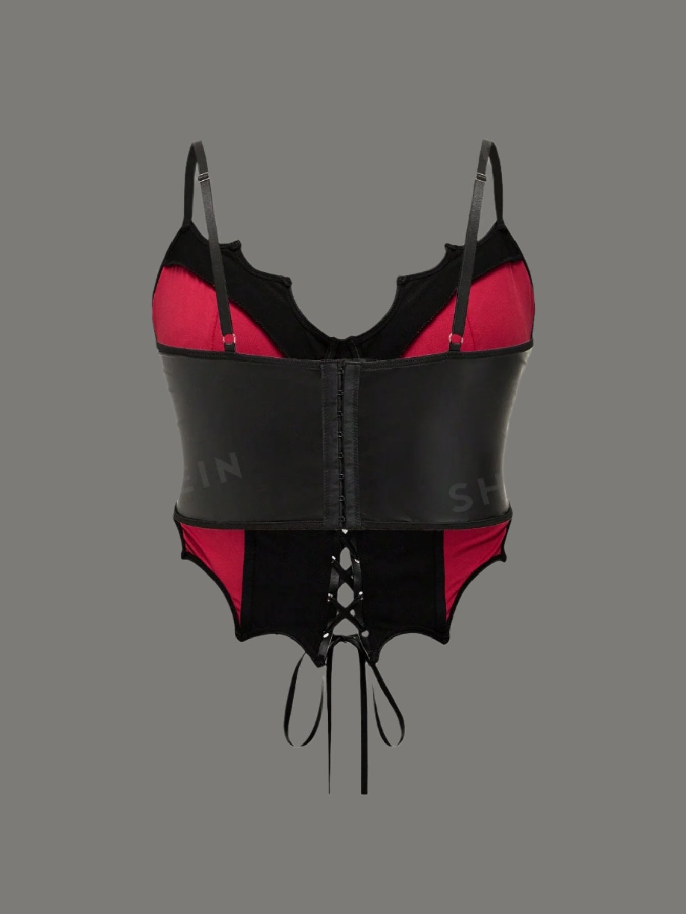 Goth Black Sexy Lace Bat-Shaped Black And Red Color Corset With Underwire - Plus Size