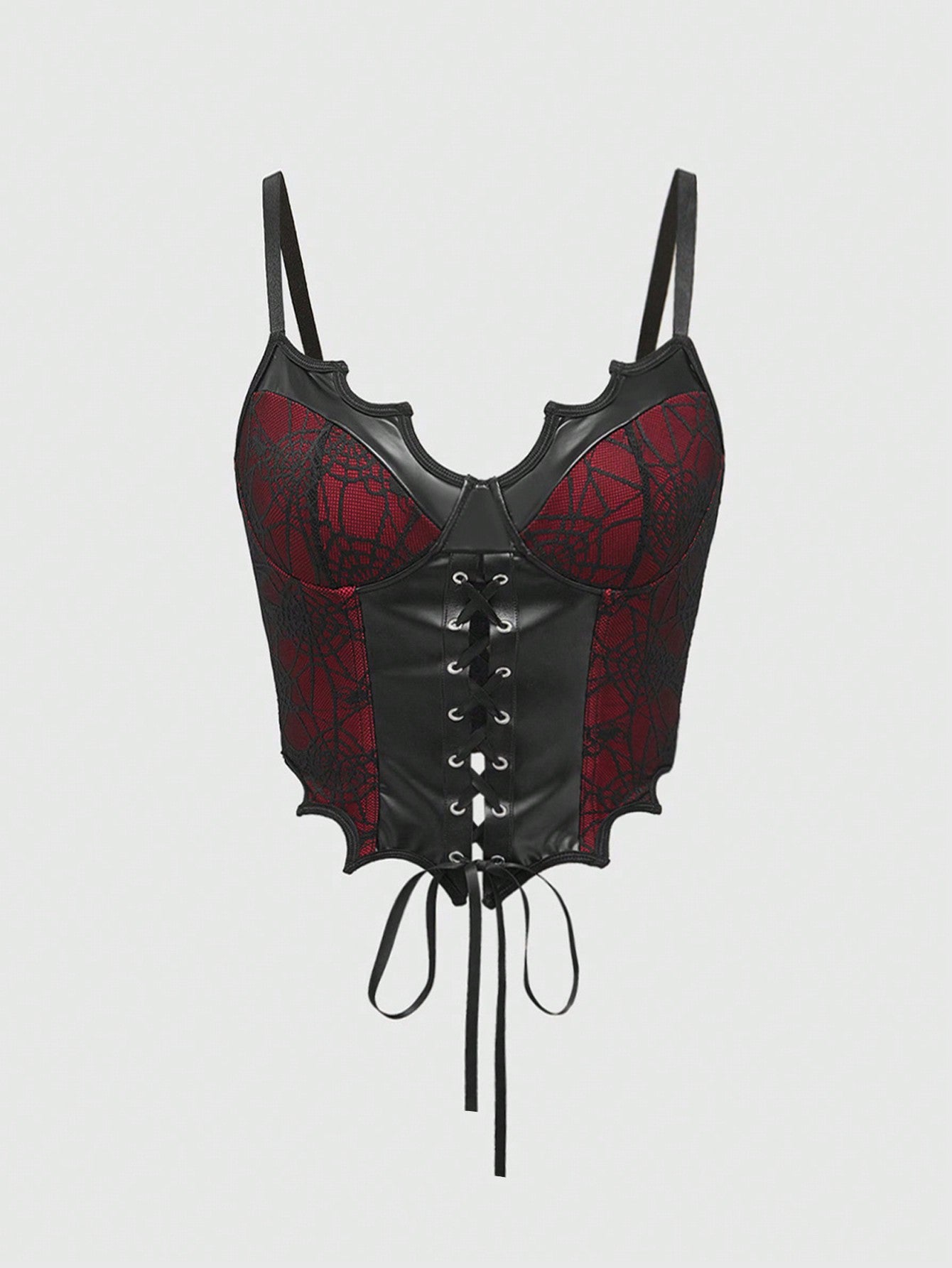 Goth Sexy Black & Red Contrast Color Corset-Like Tank Top