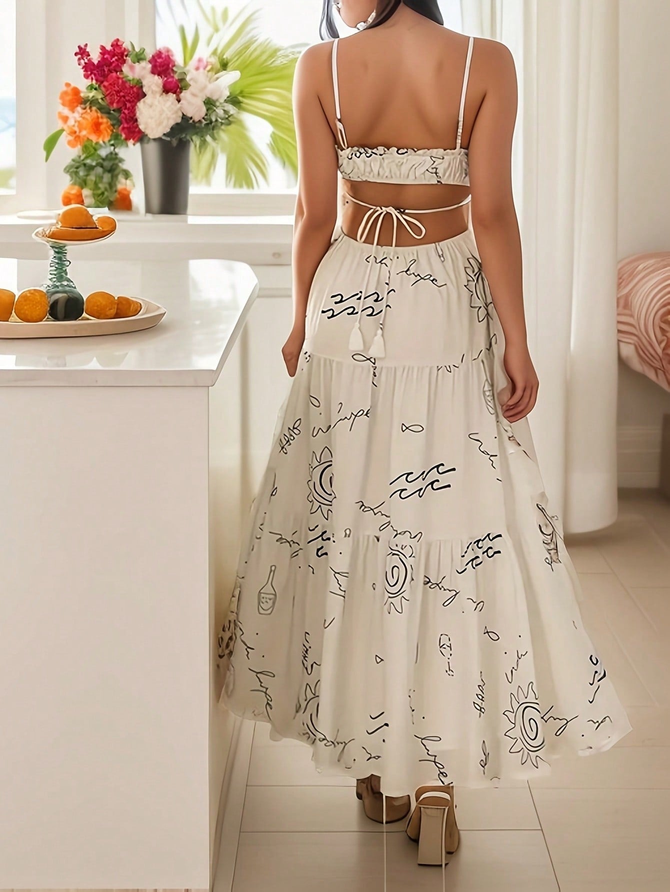Frenchy Elegant Backless Solid Color Belted Dress