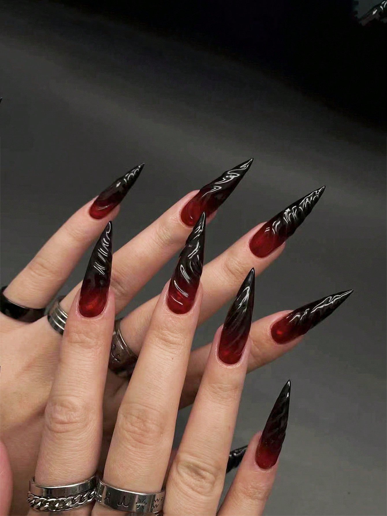 Spooky Season Stiletto Nails - 24pcs incl. file and jelly adhesive