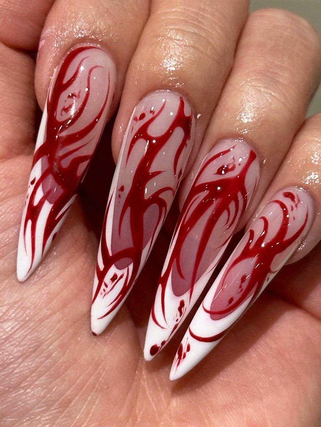 Spooky Season Stiletto Nails - 24pcs incl. file and jelly adhesive