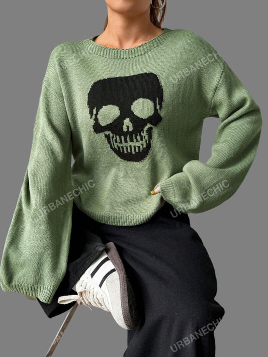 Skull Intarsia Knitted Sweater