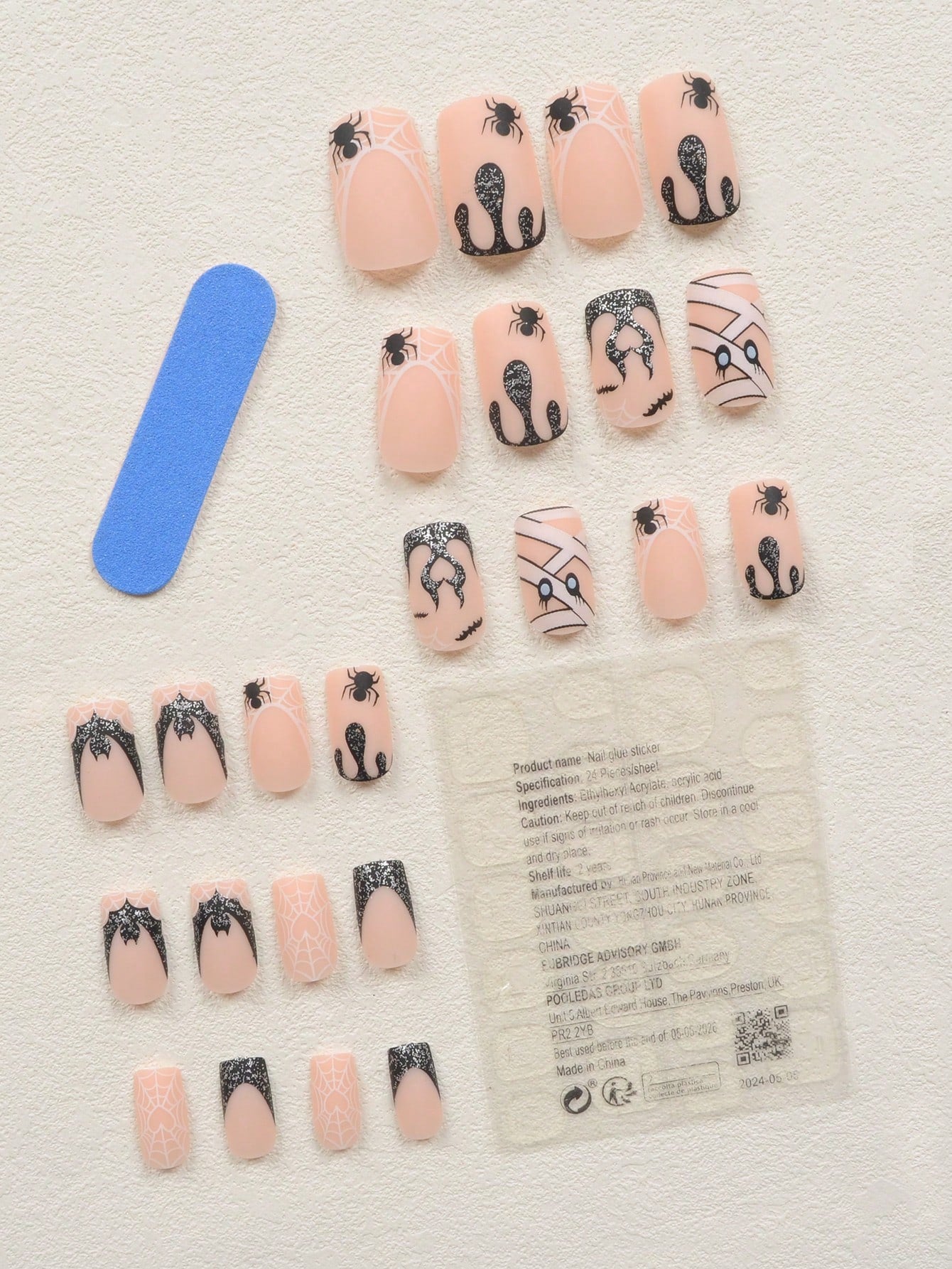 Spooky Season Nails incl. file and jelly gel - 24pcs