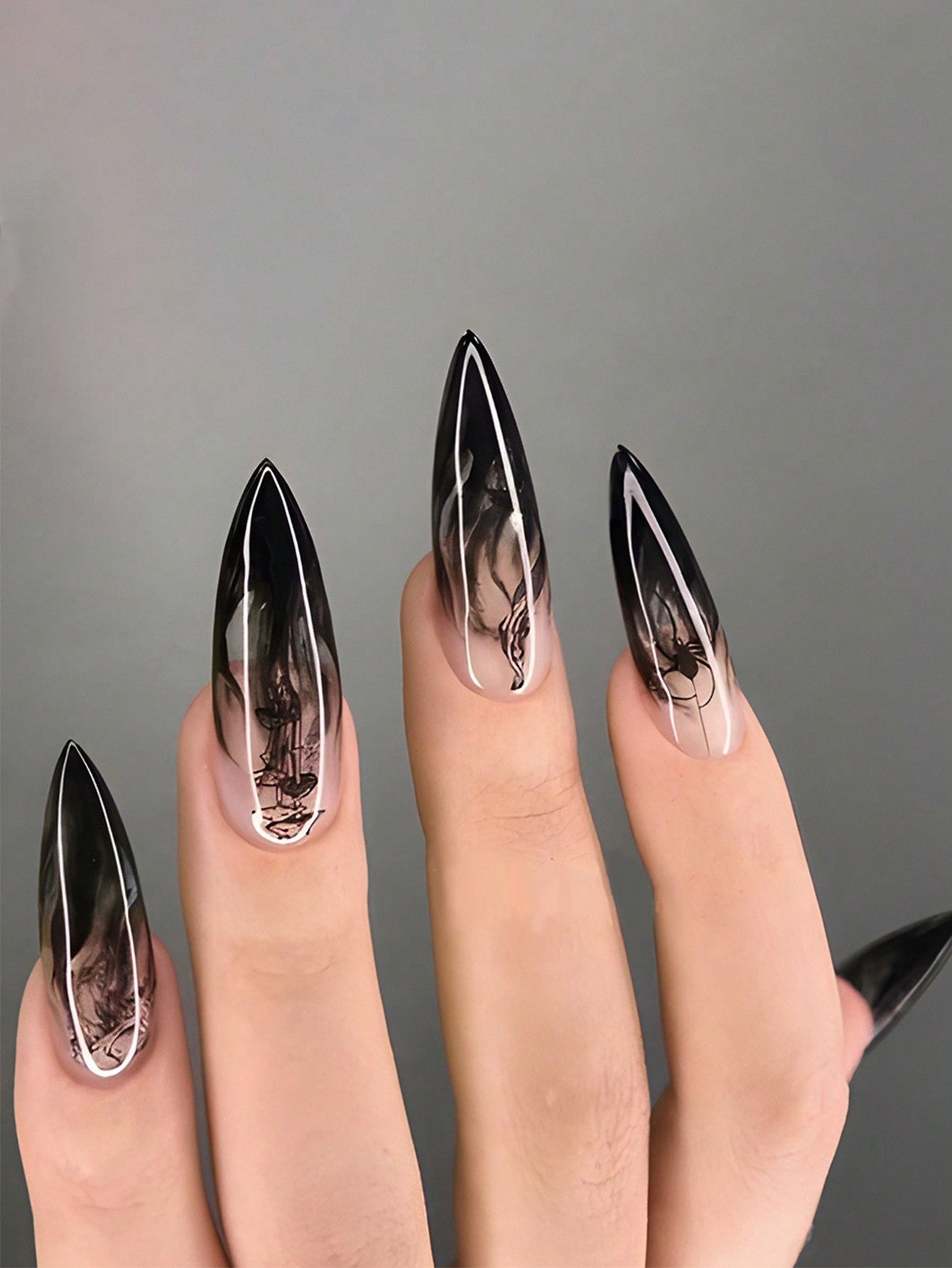 Spooky Season Stiletto Nails - 24pcs incl. file and jelly adhesive