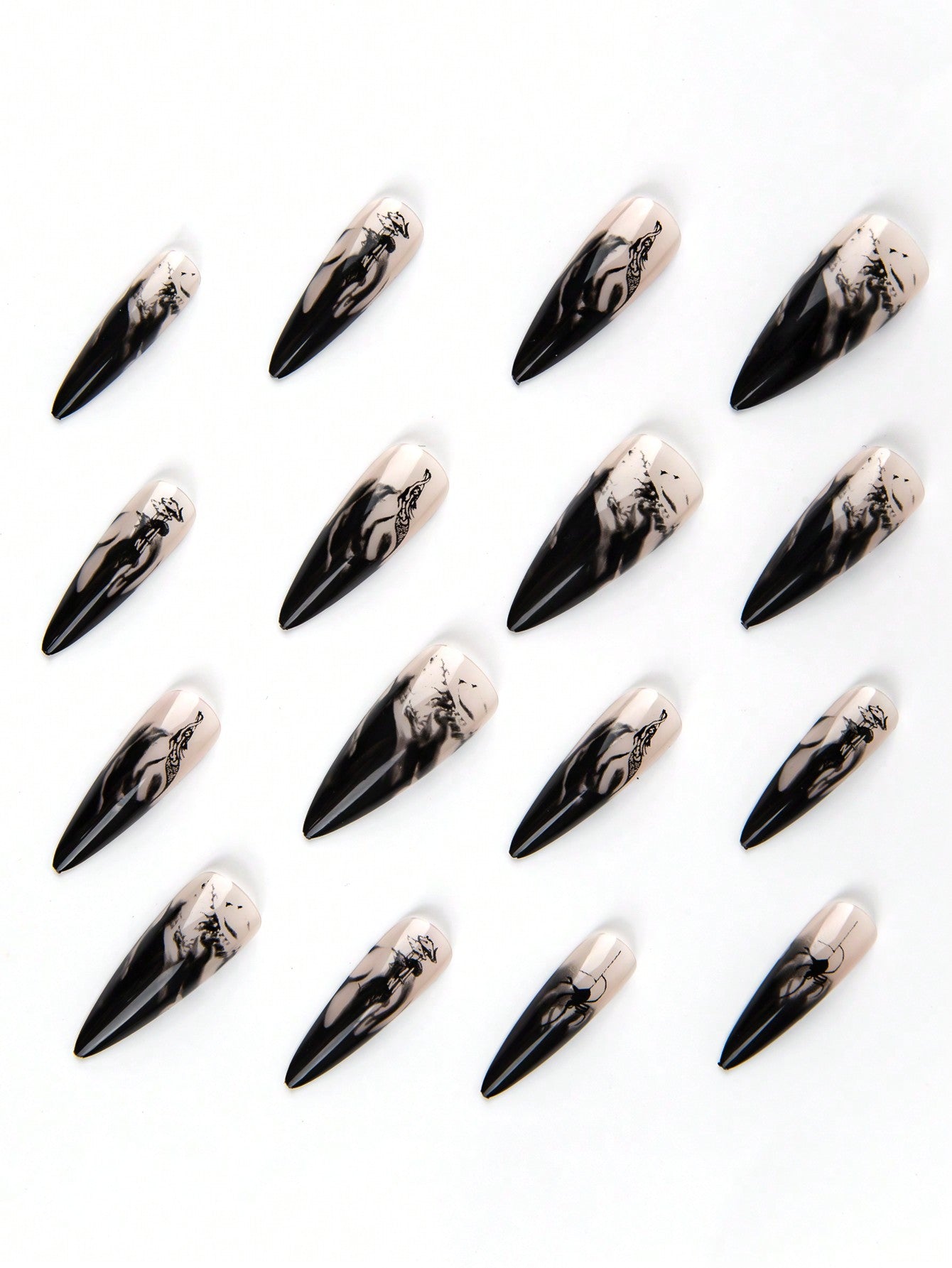 Spooky Season Stiletto Nails - 24pcs incl. file and jelly adhesive