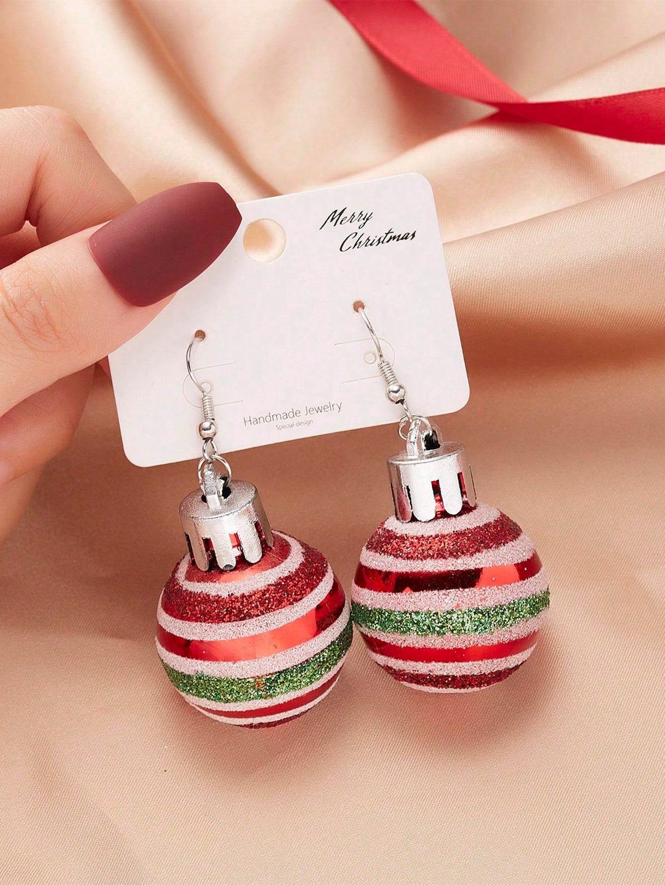 Christmas Glitter Bulb Drop Earrings