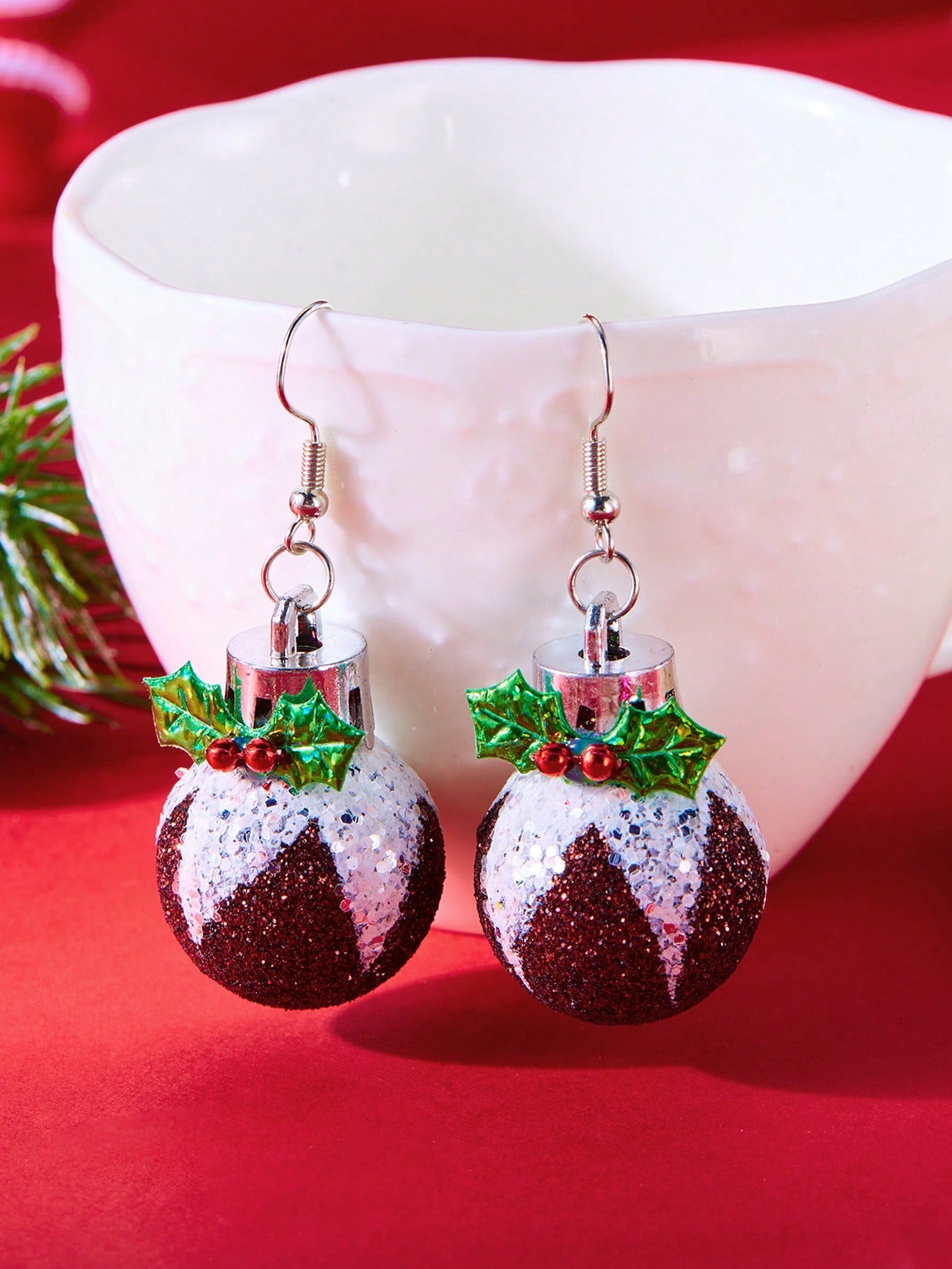 Christmas Glitter Bulb Drop Earrings