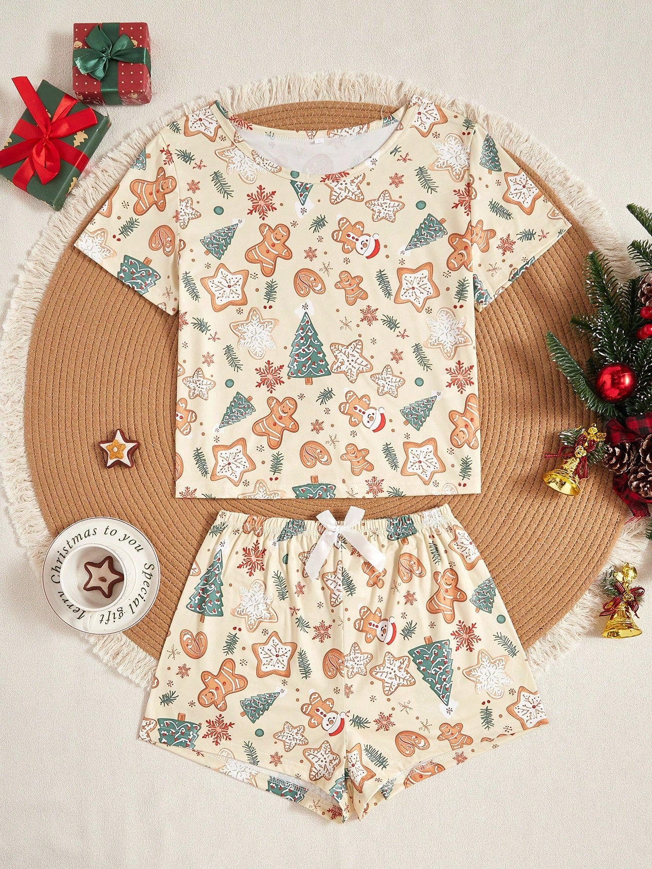 Christmas Short Sleeve T-Shirt And Shorts Set