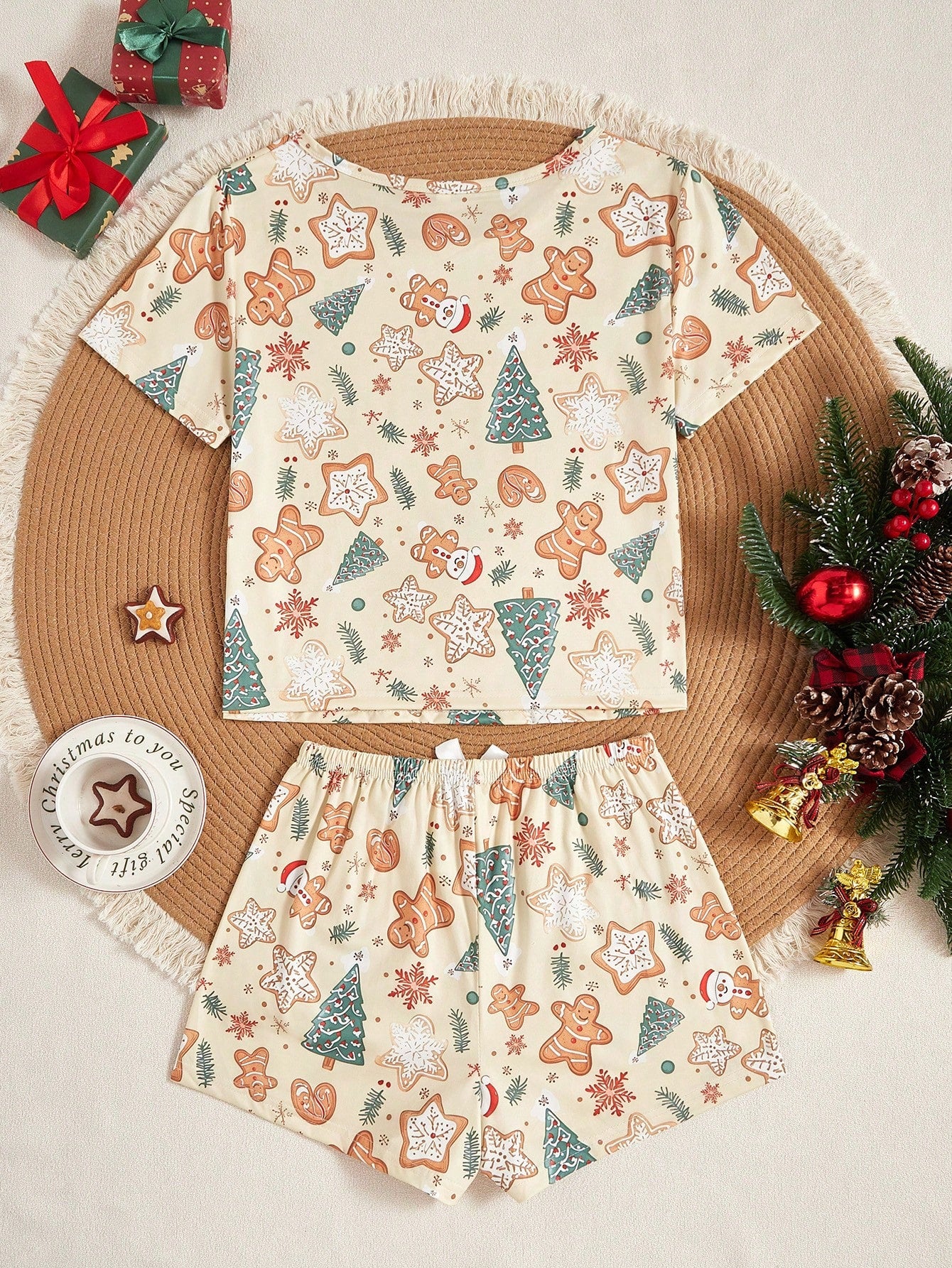 Christmas Short Sleeve T-Shirt And Shorts Set