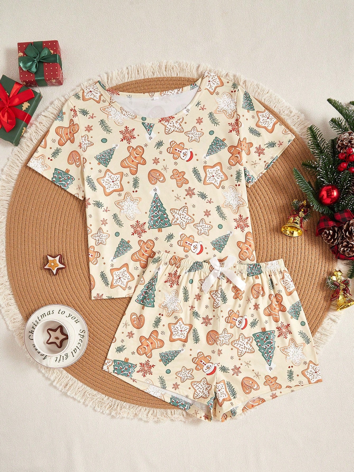 Christmas Short Sleeve T-Shirt And Shorts Set