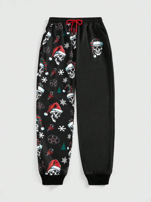 Goth Christmas Print Loose Fit Casual Sweatpants