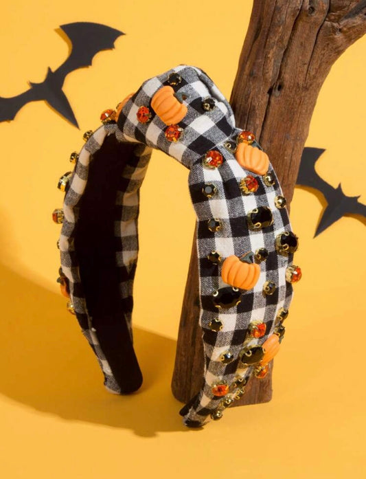 Plaid Pumpkin Headband