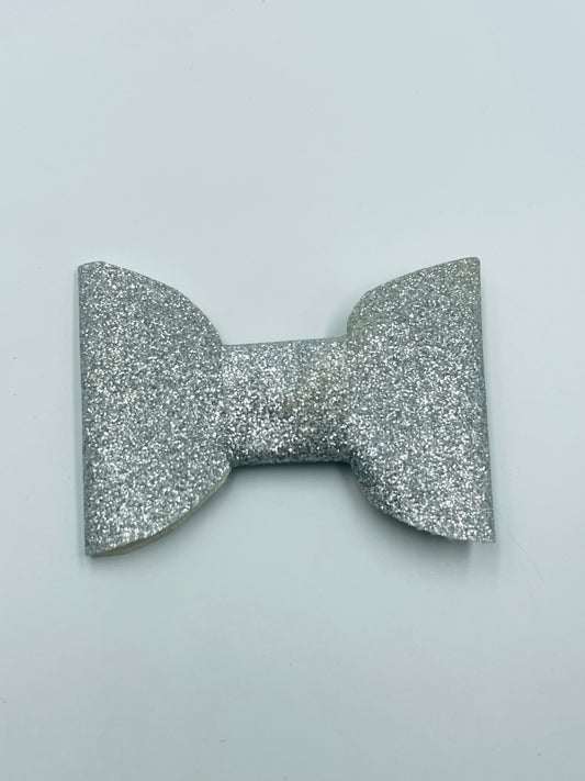 Silver Glitter Stacked Bow