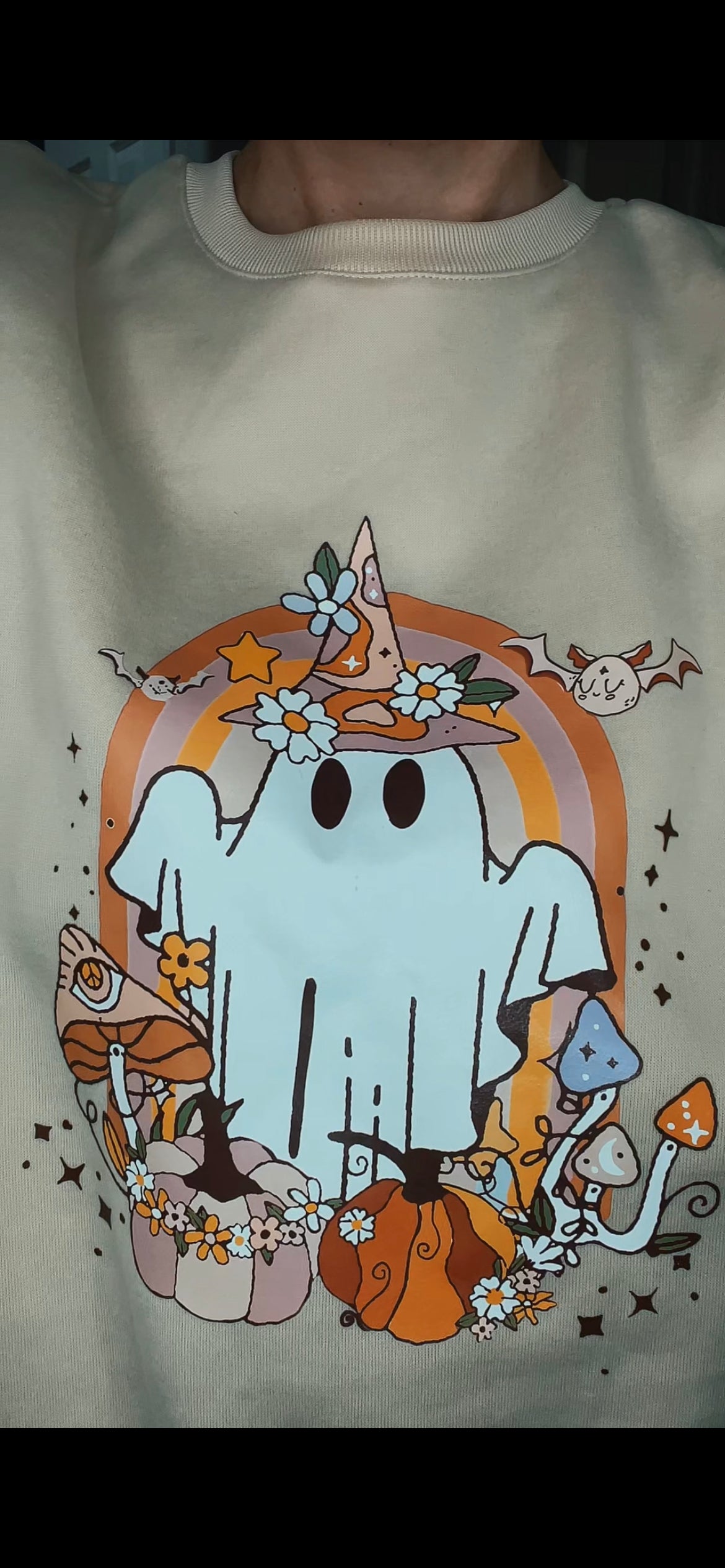 Happy Hippie Halloween Print Drop Shoulder Sweatshirt