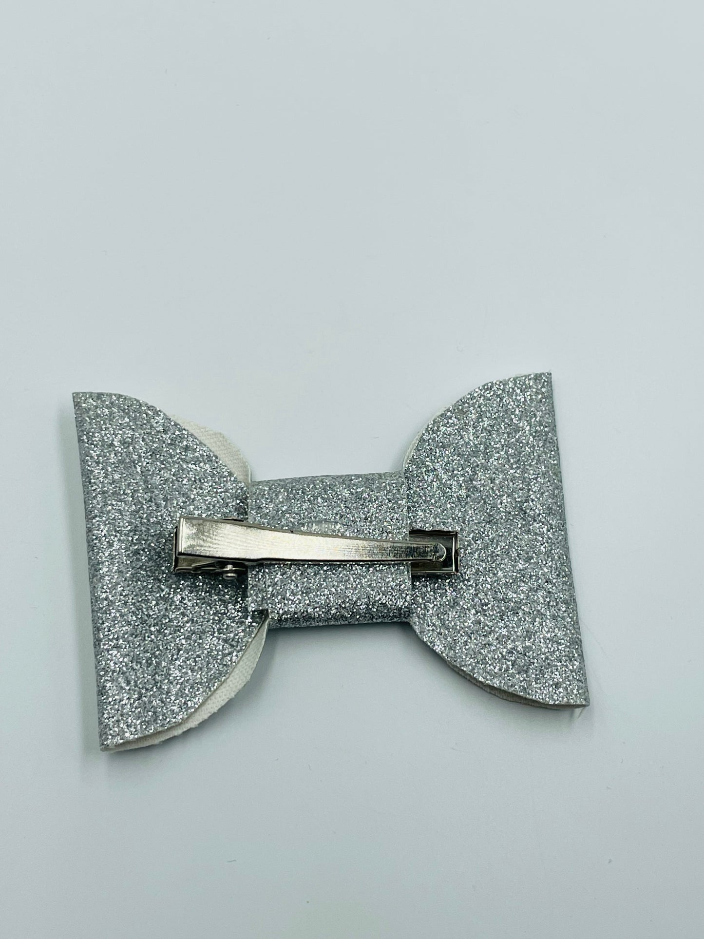 Silver Glitter Stacked Bow