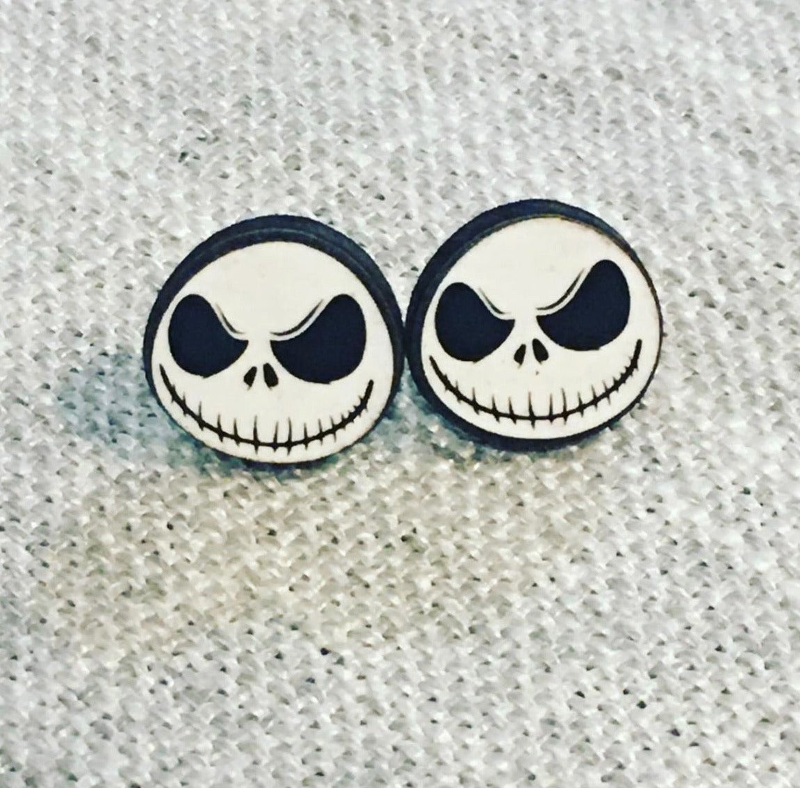 Spooky Wooden Stud Earrings