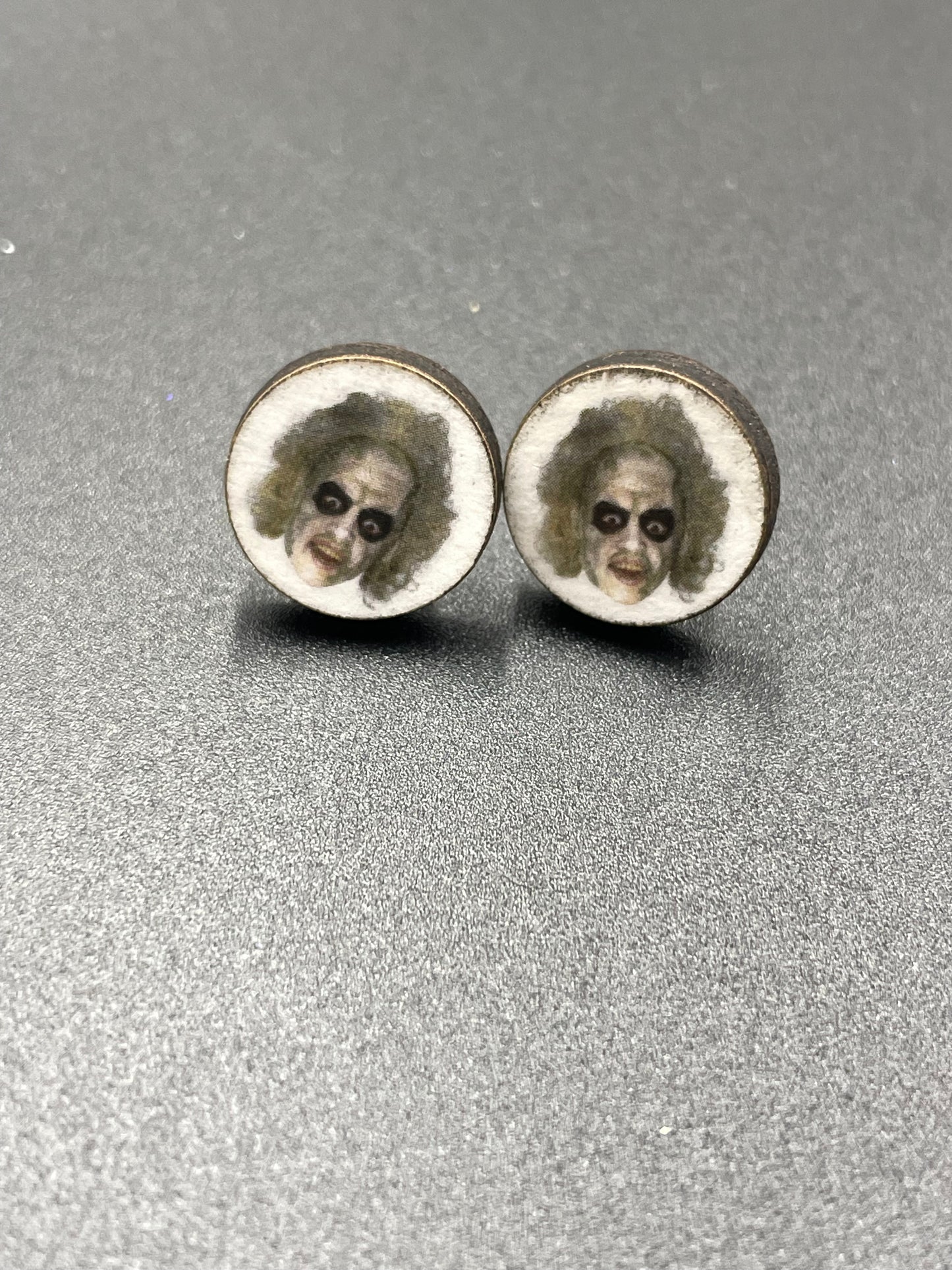 Spooky Wooden Stud Earrings