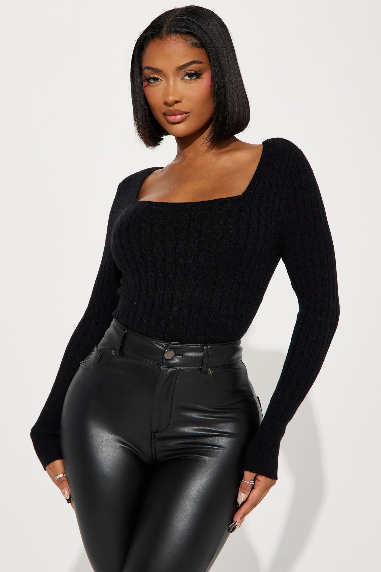 Sweet Girl Sweater Top - Black