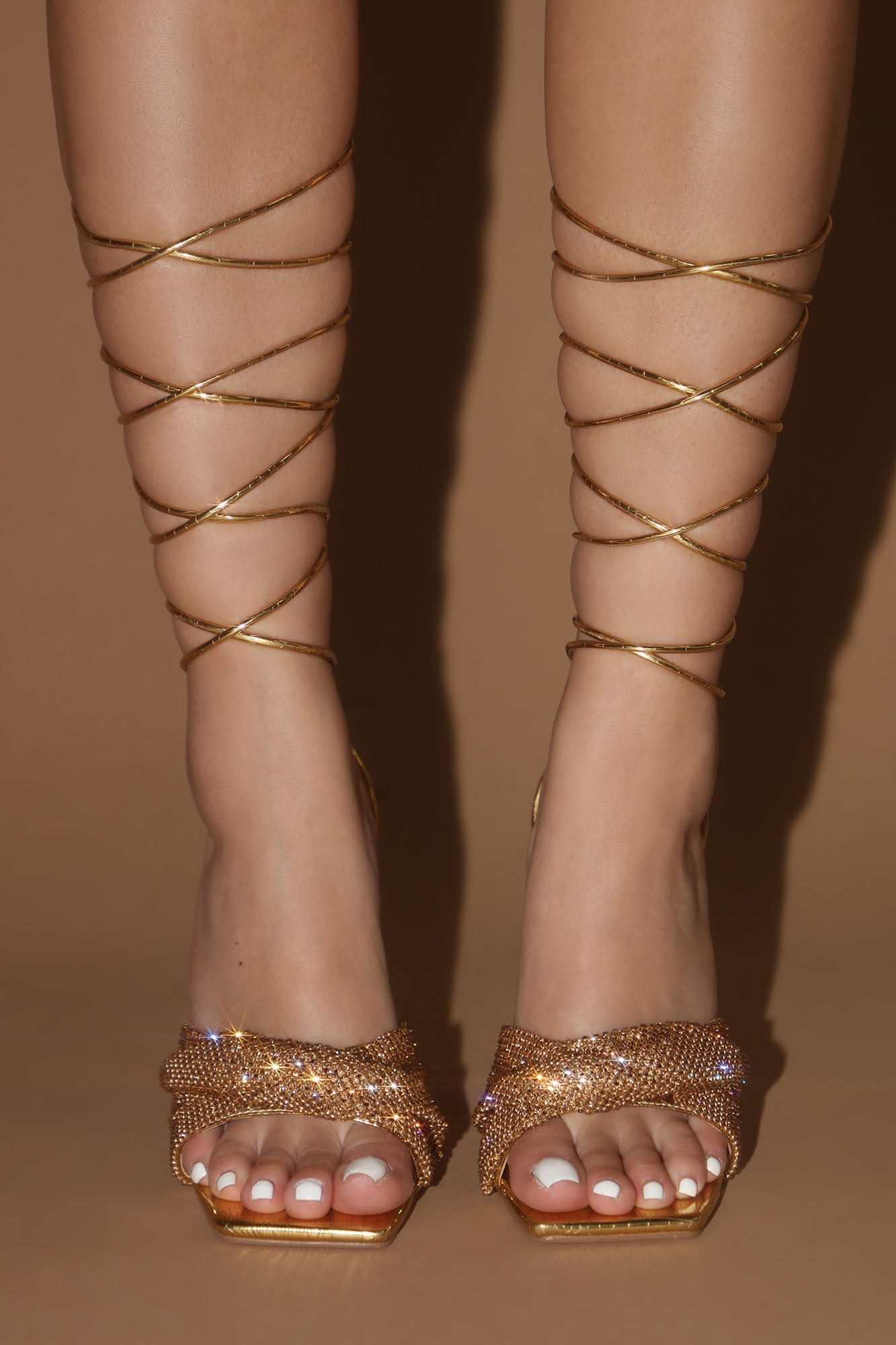 Nothing But The Best Wrap Up Heels - Gold