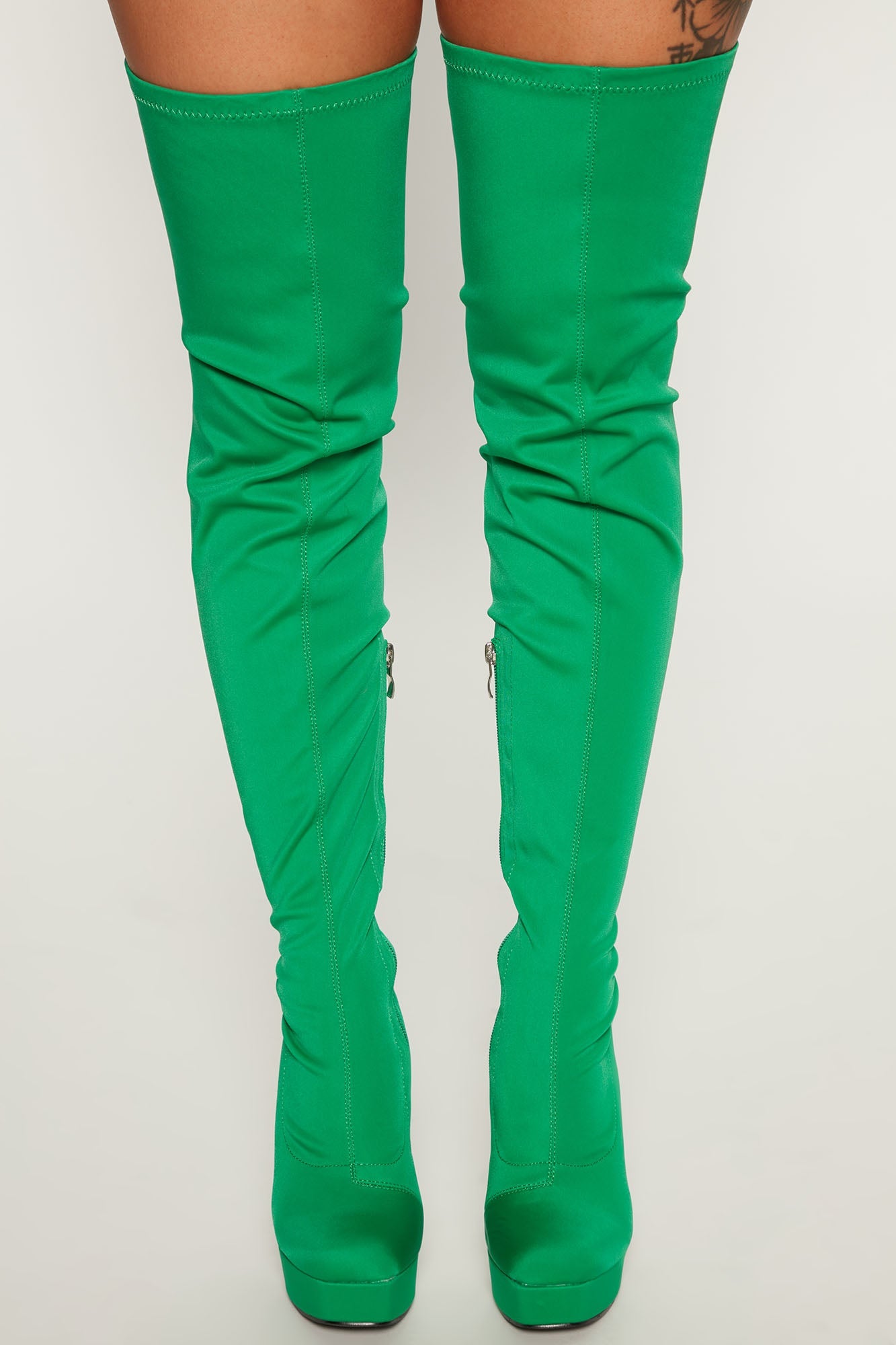 Botas por encima de la rodilla con cubierta frontal - Verde