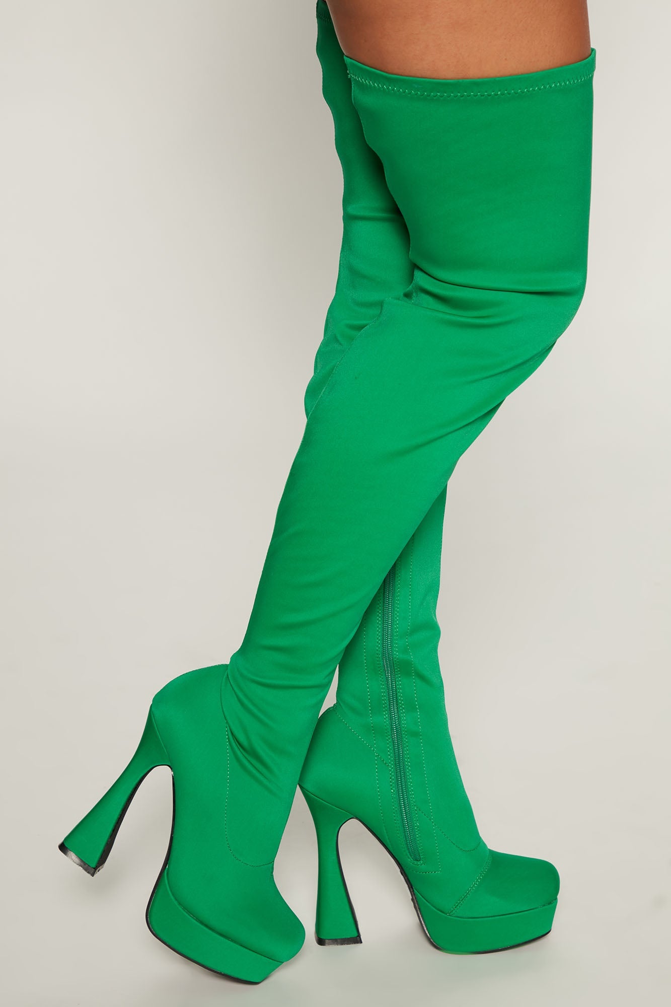 Botas por encima de la rodilla con cubierta frontal - Verde