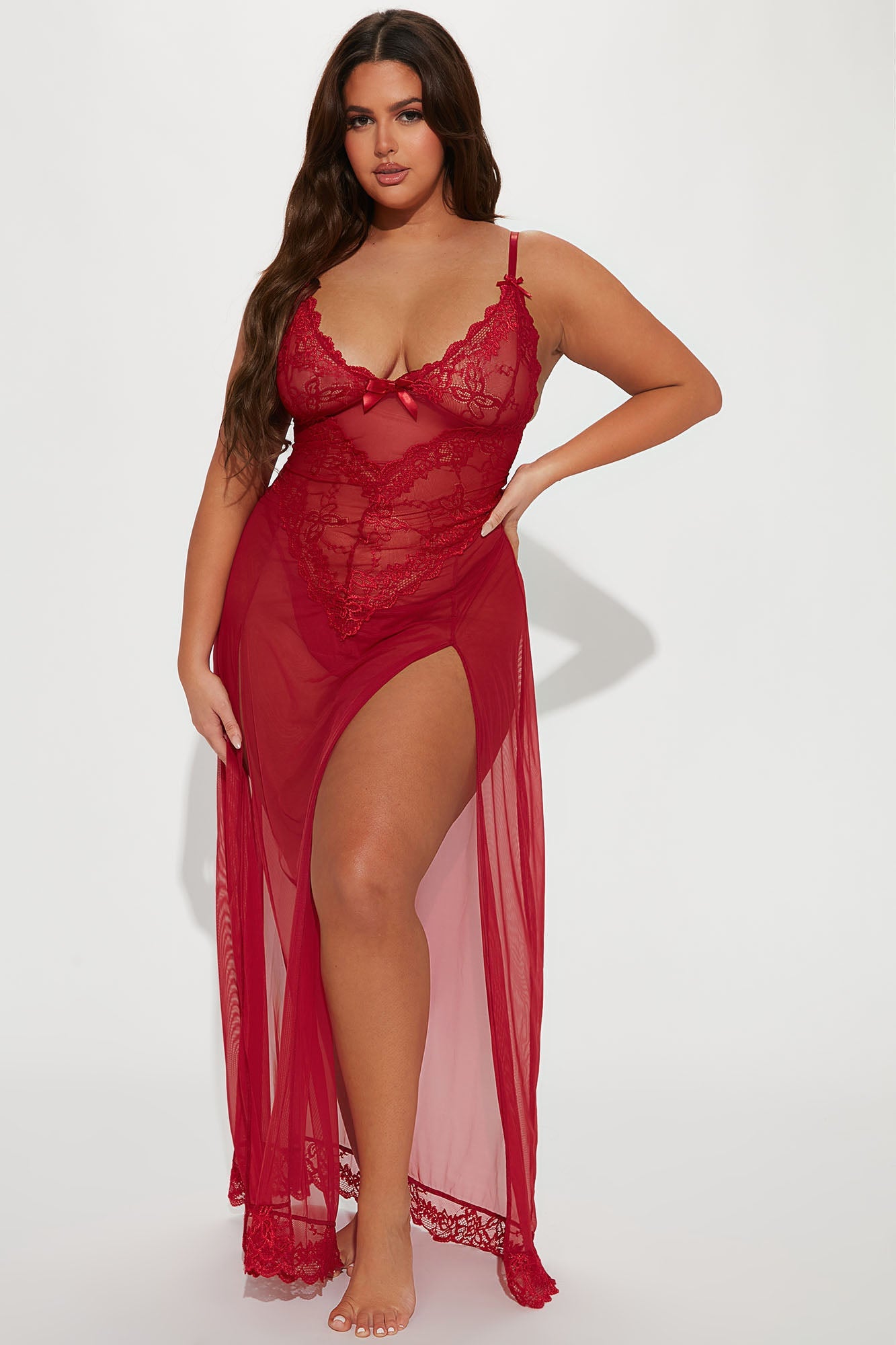 Best You Ever Had Lace Sleep Gown - Red