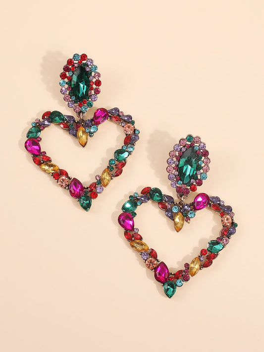 Look At Me Rhinestone Heart Drop Earrings