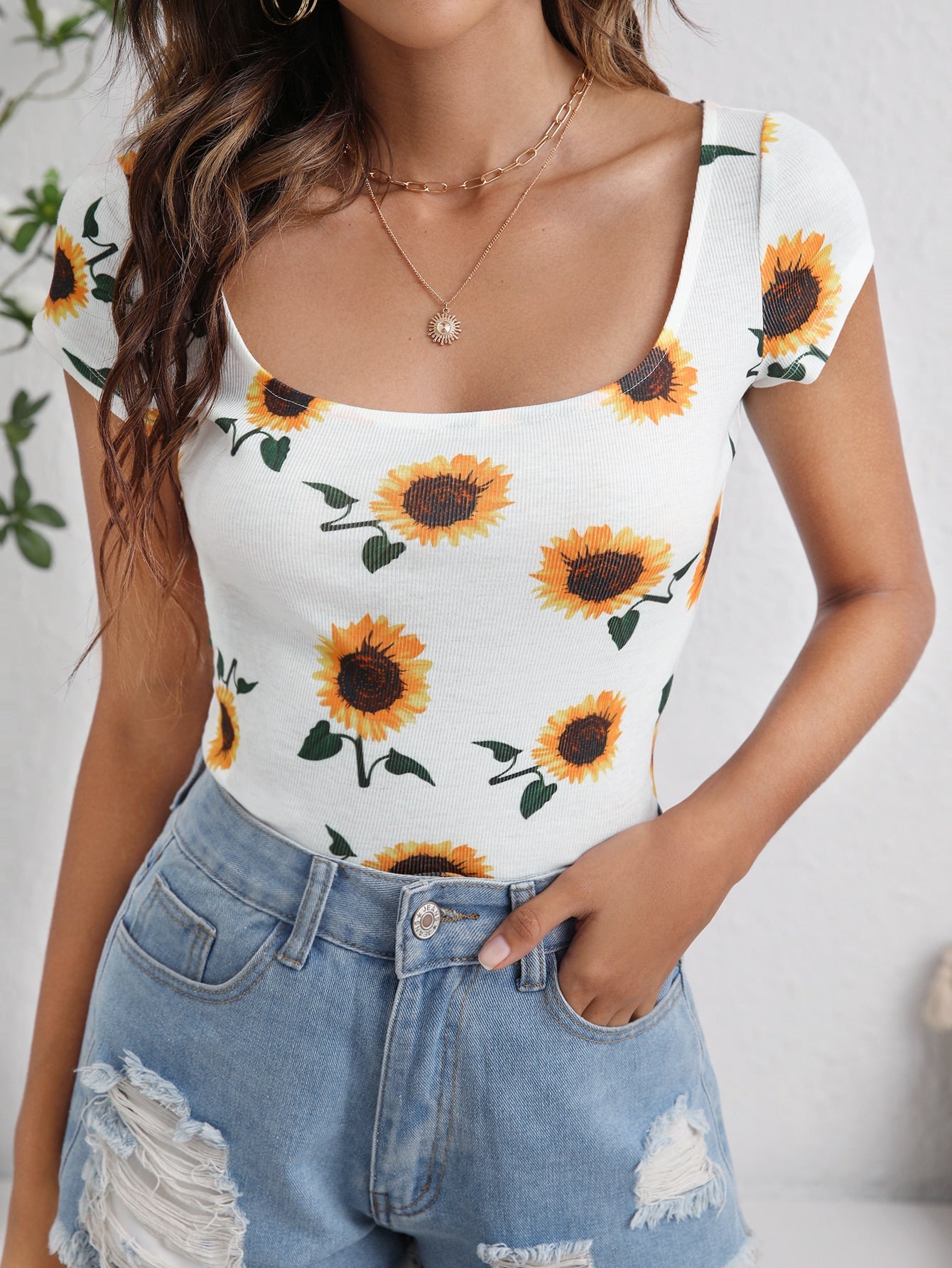 Sunflower Power  Print Fitted Tee