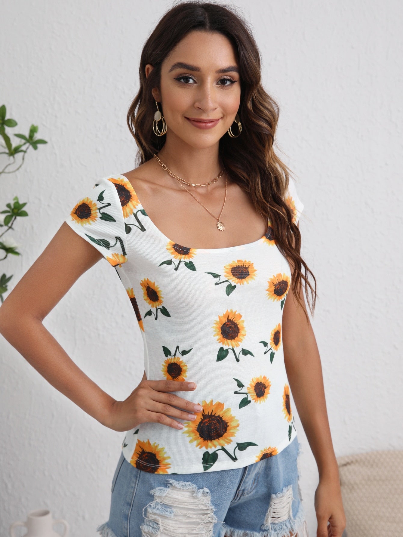 Sunflower Power  Print Fitted Tee
