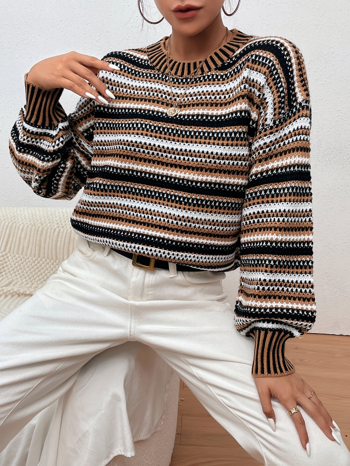 Lift Me Up Striped Colorblock Sweater