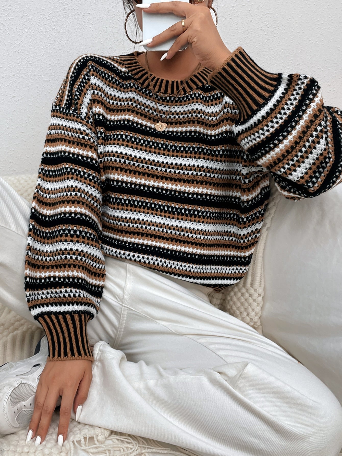 Lift Me Up Striped Colorblock Sweater